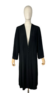 Original Volup 1950’s Does 1930's Edge to Edge Black Crepe Coat by Roy Barra - Bust 42