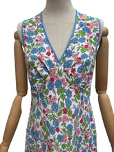 Load image into Gallery viewer, Original 1940's Hawkins of Preston Apron - Blue, Red, Green and Pink Floral - Bust 34 36
