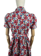 Load image into Gallery viewer, Original 1940's Deadstock Thick Cotton Belted Chore Dress in Red, White and Blue - Bust 34
