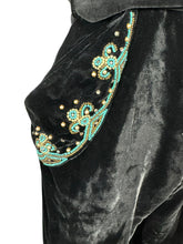 Load image into Gallery viewer, Original 1940&#39;s Black Velvet Beaded Jumpsuit by Robert Rosenfeld - Bust 34
