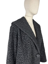 Load image into Gallery viewer, 1950’s Curly Black Astrakhan Swing Jacket with Shawl Collar - Bust 42 44

