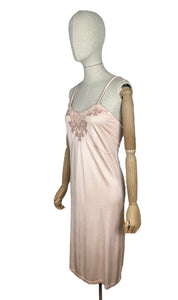 Original 1940’s Pale Pink CC41 Celanese Slip with Applique - Bust 32 34
