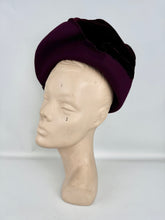 Load image into Gallery viewer, Original Late 1930’s Early 1940’s French Wine Felt and Silk Velvet High Hat
