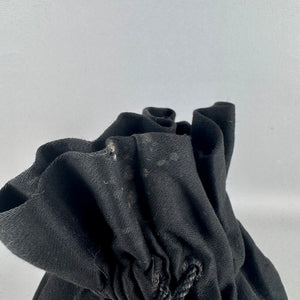 Antique Early 20th Century Black Embroidered Drawstring Bag - 1910 1920