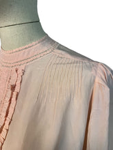 Load image into Gallery viewer, Original 1940&#39;s 11011 Flesh Coloured Silk Button Back Blouse with Jabot Front - Bust 36 38
