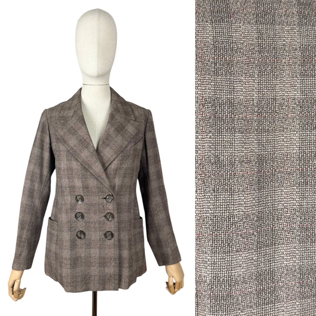 Original 1930’s Henry Page of Aylsham Ltd Brown Check Wool Double Breasted Jacket - Bust 36 38