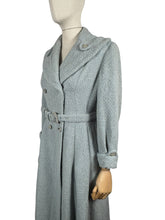 Load image into Gallery viewer, Original 1940's 1950's Evandore Double Breasted Belted Princess Coat in Grey Fleck Boucle Wool - Bust  36
