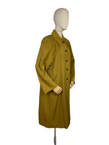 Original 1950's All Wool Gaberdine Dark Chartreuse Coat by Alligator - Bust 38