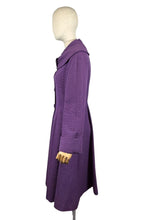 Load image into Gallery viewer, Original 1950’s Deep Purple Ribbed Wool Princess Coat with Shawl Collar - Bust 36
