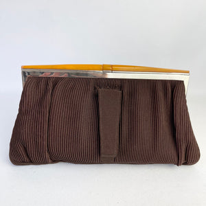 Original 1940’s Chocolate Brown Clutch Bag with Bakelite Clasp