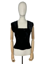 Load image into Gallery viewer, Original Inky Black Cotton Velvet Evening Top with Corset Style Fastening - Bust 34
