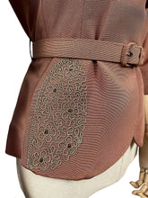 Load image into Gallery viewer, Original 1950’s Warm Brown Grosgrain Belted Jacket with Soutache Trim - Bust 36 37

