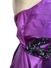 Load image into Gallery viewer, Original 1950&#39;s Purple Satin Evening Dress with Beautiful Sequin Detail - Bust 40 *
