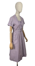 Load image into Gallery viewer, Original 1950&#39;s Lilac, Black, White and Grey Belted Check Dress by Roxanne Adams - Bust 38
