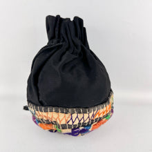 Load image into Gallery viewer, Antique Early 20th Century Black Embroidered Drawstring Bag - 1910 1920
