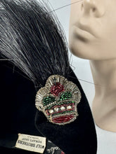 Load image into Gallery viewer, Original 1940&#39;s 1950&#39;s Black Felt Joseph&#39;s Inc Hat with Beaded Crown and Feather Trim
