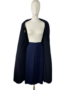 Original 1940's Navy Blue Medium Weight Wool Coat with Soutache Detail - Bust 38 40