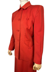 Original 1940's Lightweight Red Wool Suit by Strauss-Hirshberg's - Bust 40