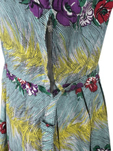 Load image into Gallery viewer, Fabulous Original Late 1940's or Early 1950's Vibrant Floral Stripe Cotton Belted Day Dress - Bust 38 40
