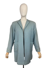 Load image into Gallery viewer, Original 1940&#39;s Wool Jacket in Soft Blue with Studded Cuffs and Pockets - Bust 36 38
