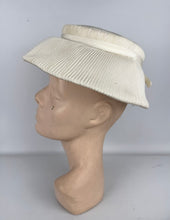 Load image into Gallery viewer, Original 1950&#39;s White Pleated Summer hat by Jacoll with Bow Trim *
