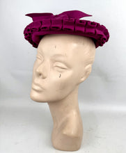 Load image into Gallery viewer, Original 1940’s Magenta Pink Felt Hat with Large Bow Trim by Louis of California
