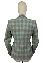 Load image into Gallery viewer, Original 1940&#39;s CC41 Blue, Grey and White Wool Check Single Breasted Jacket - Bust 34 35
