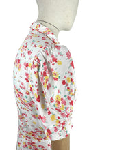 Load image into Gallery viewer, Original Late 1930&#39;s Petite Length Floppy Cotton Floral Day Dress in White, Coral, Pink and Yellow - Bust 32 34
