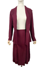 Load image into Gallery viewer, Stunning Original 1940&#39;s Burgundy Two Piece Crepe Suit with Soutache and Trapunto Quilting - Bust 40 42
