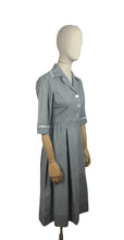 Load image into Gallery viewer, Original 1950&#39;s Blue, Black and White Check Dress with Lace Trim - Bust 34 35 *
