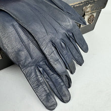 Load image into Gallery viewer, Original 1950&#39;s Midnight Blue Kid Leather Gloves by Milore - Size 6.5 *
