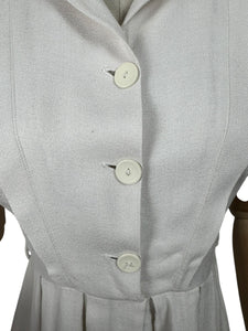 Original 1940's Ivory Crepe Day Dress - Perfect Summer Dress - Bust 36 *