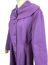 Load image into Gallery viewer, Original 1950’s Deep Purple Ribbed Wool Princess Coat with Shawl Collar - Bust 36
