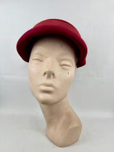Load image into Gallery viewer, Original 1950's Red Felt Hat with Pleated Grosgrain Trim by Jacoll *

