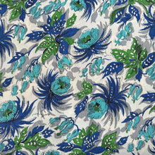 Load image into Gallery viewer, Original 1940&#39;s Ivory, Green and Blue Floral Crepe Dressmaking Fabric - 35&quot; x 140&quot;

