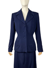 Load image into Gallery viewer, Original 1940&#39;s Navy Medium Weight Wool Suit by FORSTMANN - Bust 38 *
