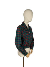Load image into Gallery viewer, Original 1950&#39;s Bobbie Brooks Green, Red, Blue and Black Plaid Cropped Jacket with Pockets - Bust 36 38
