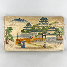 Load image into Gallery viewer, Original 1930's Japanese Painted Leather Tourist Bag with Beautiful Mountains and Temples Scene *
