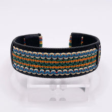 Load image into Gallery viewer, 1940&#39;s Make Do and Mend Wire Cuff Bracelet in Black, White, Red, Blue, Orange, Yellow and Green &#39;Telephone Wire&#39;
