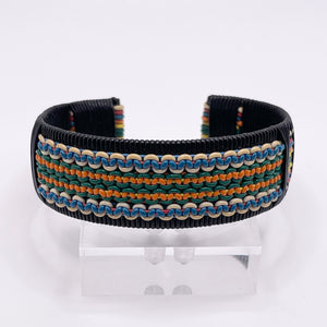 1940's Make Do and Mend Wire Cuff Bracelet in Black, White, Red, Blue, Orange, Yellow and Green 'Telephone Wire'