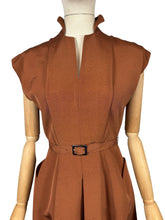 Load image into Gallery viewer, Original 1950's Rust Grosgrain Belted Day Dress - Bust 34
