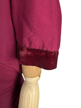 Load image into Gallery viewer, Original 1940's Burgundy Crepe and Velvet Belted Day Dress - Bust 36 38

