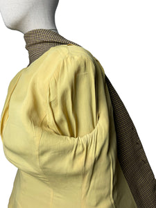 Original 1940’s American Made Lightwool Wool Check Suit in Dull Mustard and Brown - Bust 40 42