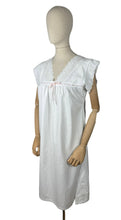 Load image into Gallery viewer, Antique Edwardian Crisp White Cotton Shift with Broderie Anglaise and Peach Ribbon Trim
