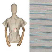 Load image into Gallery viewer, Original 1950&#39;s Deadstock with Tag Le Charme Pink and Blue Stripe Blouse - Bust 34&quot; *
