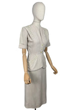 Load image into Gallery viewer, Original 1940&#39;s or 1950&#39;s Moygashel Linen Summer Suit with Beading and Soutache - Bust 34 35 *

