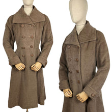 Load image into Gallery viewer, Original 1950&#39;s Fit and Flair Double Breasted Princess Coat in Light Brown Wool - Bust 36 38
