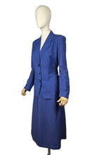 Load image into Gallery viewer, Original 1940&#39;s Hyacinth Blue Fine Linen Skirt Suit by Sacony Palm Beach - Bust 38 40
