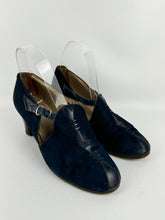 Load image into Gallery viewer, Wounded But Wearable Original 1940&#39;s Blue Suede and Leather Shoes by SOROSIS - UK Size 3.5 4
