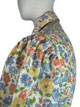 Load image into Gallery viewer, Original 1940's CC41 Floral Cotton House Dress in Green, Blue, Orange and Yellow - Bust 40”
